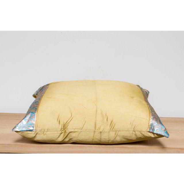 1990s Gold Tan Festive Silk Euro Pillow Cover For Sale - Image 5 of 7