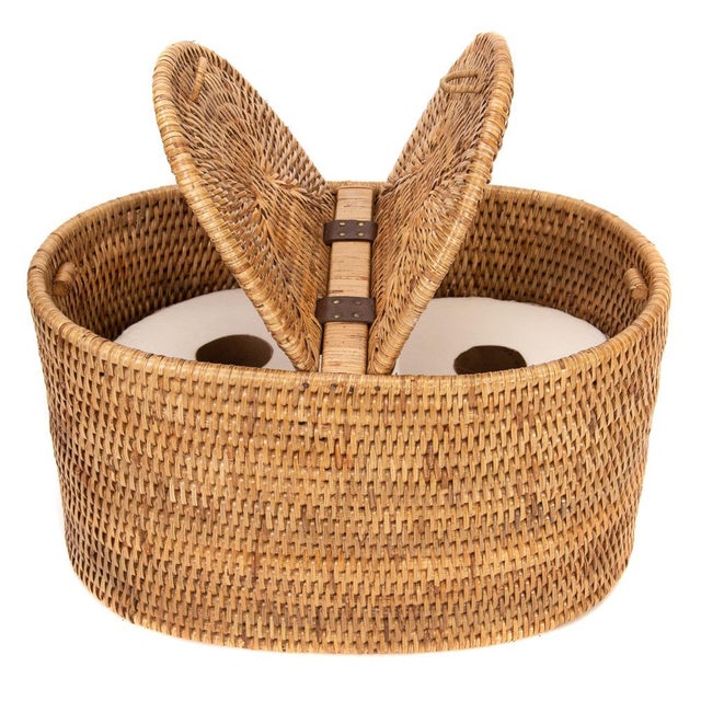 Artifacts Rattan Oval Double Tissue Roll Box in Honey Brown For Sale In Houston - Image 6 of 7
