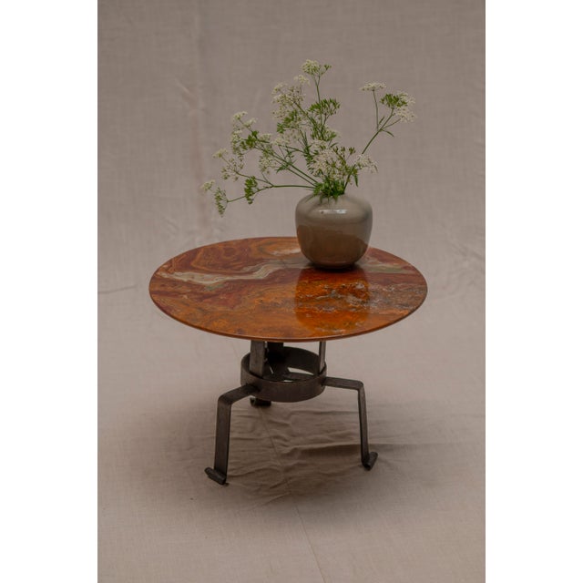 Dutch Brutalist Side Table with Red Onyx Top, 1970s For Sale - Image 6 of 8