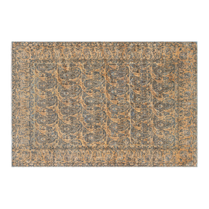 19th Century Persian Tabriz Honey Yellow and Black Handwoven Wool Rug