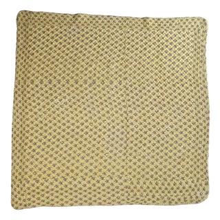 French Quilt in Yellow Cotton Fabric, 1890s For Sale