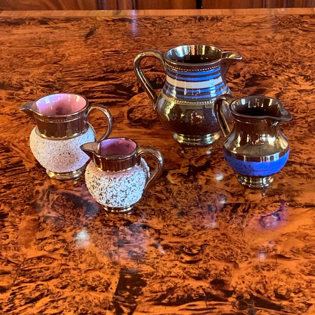 Victorian Small Lustre Ware English Cream Pitchers- Group of Four For Sale - Image 3 of 15