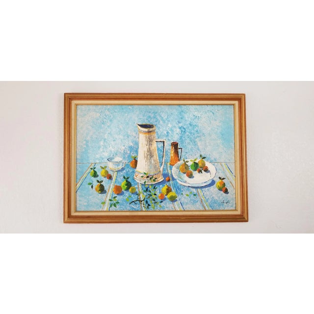 Vintage Abstract Signed Still Life Colorful Oil on Canvas Painting For Sale - Image 11 of 12