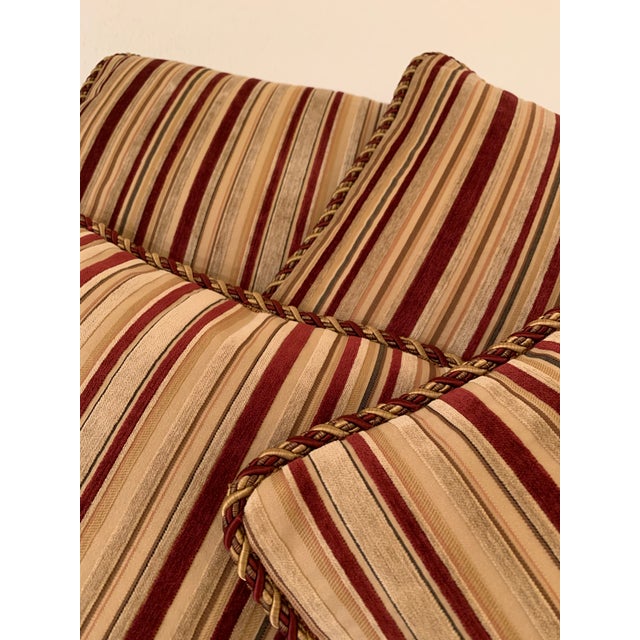 Vintage Striped Chenille Fabric Pillows With Down Pillow Inserts Set