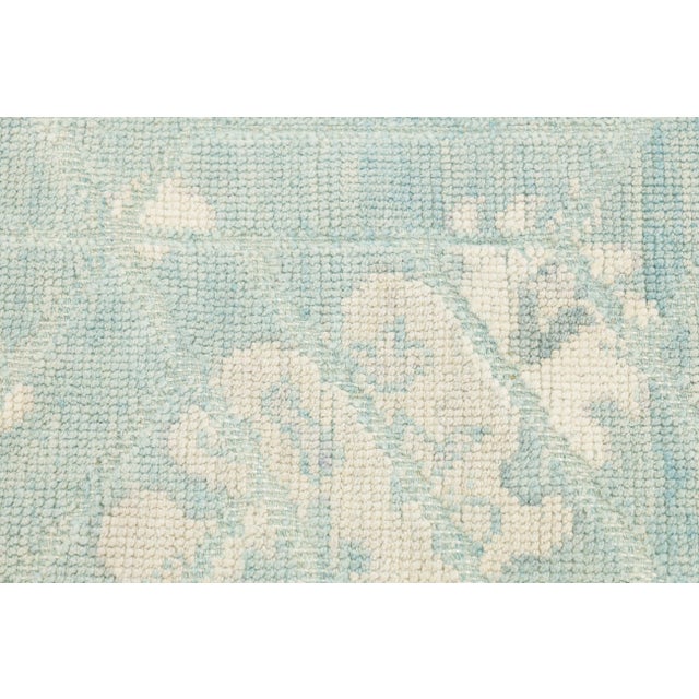 Ivory Modern Oushak Style Hand-Knotted Area Wool Rug – Seafoam & Ivory 9x12 For Sale - Image 8 of 11