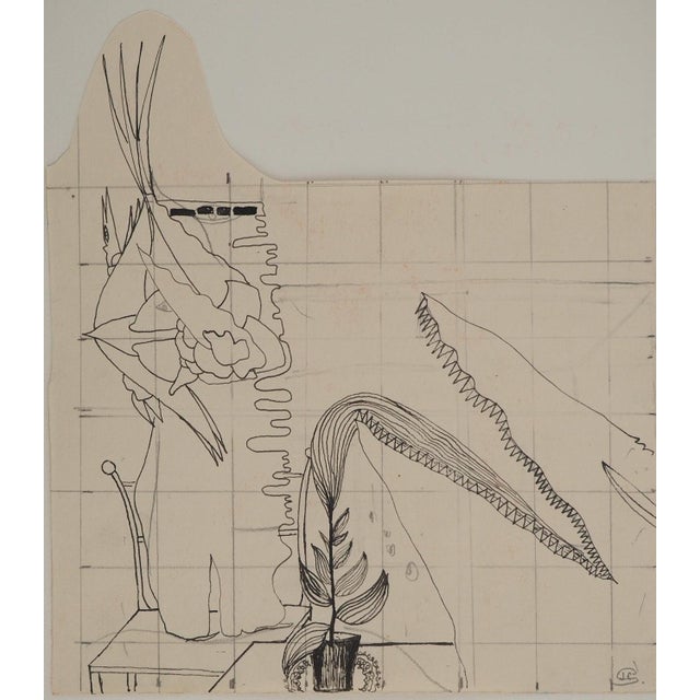 Jean-claude silbermann (1935) the sea animal, 1964 original ink drawing signed lower right on thick paper 18 x 16 cm...