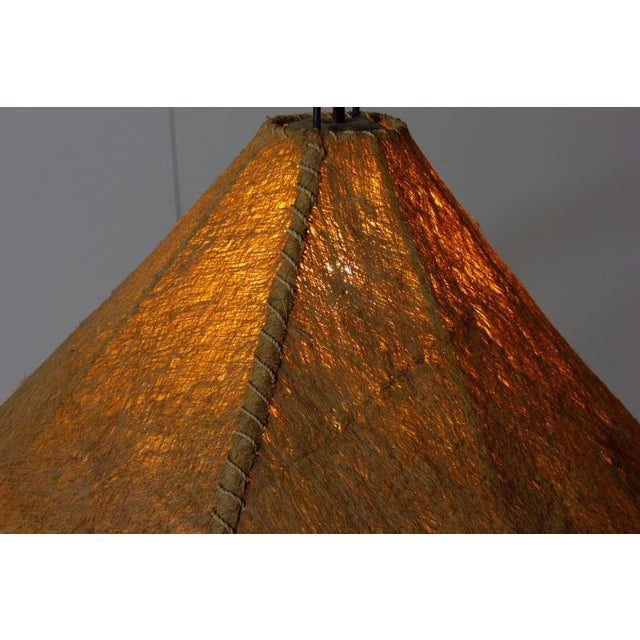 Italian Wood Arc Floor Lamp with Rattan Shade, 1970s For Sale - Image 15 of 18