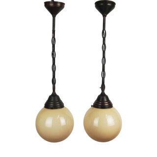 Vintage Pendant Lights, 1930s, Set of 2 For Sale