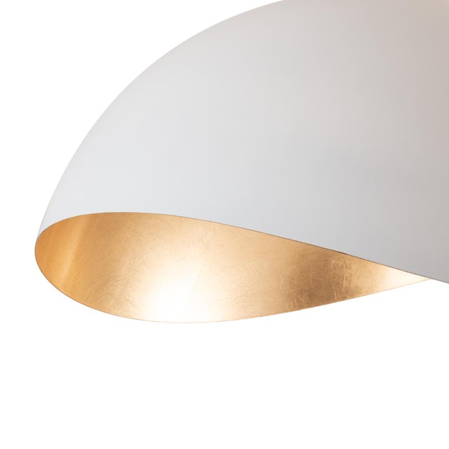 Nova 1960s 92" Adjustable White and Gold Mid Century Floor Lamp - Modern Arc Lamp, Weathered Brass, Dimmable, Black Marble Base For Sale - Image 4 of 5