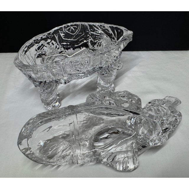 1950s Detailed Crystal Glass Lidded Elephant Figurine Box For Sale - Image 9 of 12