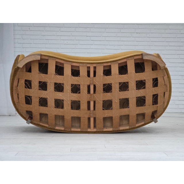 Danish 2-Seater Banan Sofa in Olive Green Furniture Velour, 1960s For Sale - Image 9 of 18