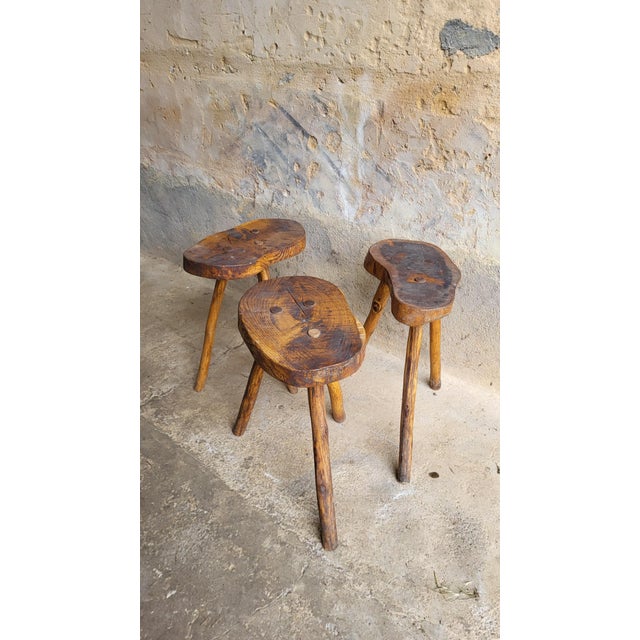 Brutalist Wooden Stool, 1960s For Sale - Image 9 of 10