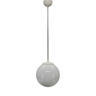 Vintage Opaline Glass Globe Pendant Light, 1940s For Sale