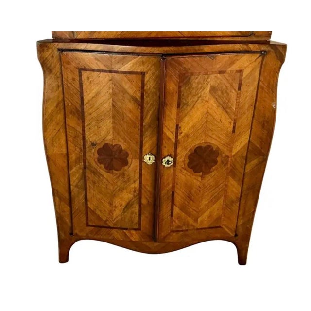 Late 18th Century 18th Century Italian Inlaid Walnut Two-Part Corner Cupboard For Sale - Image 5 of 13