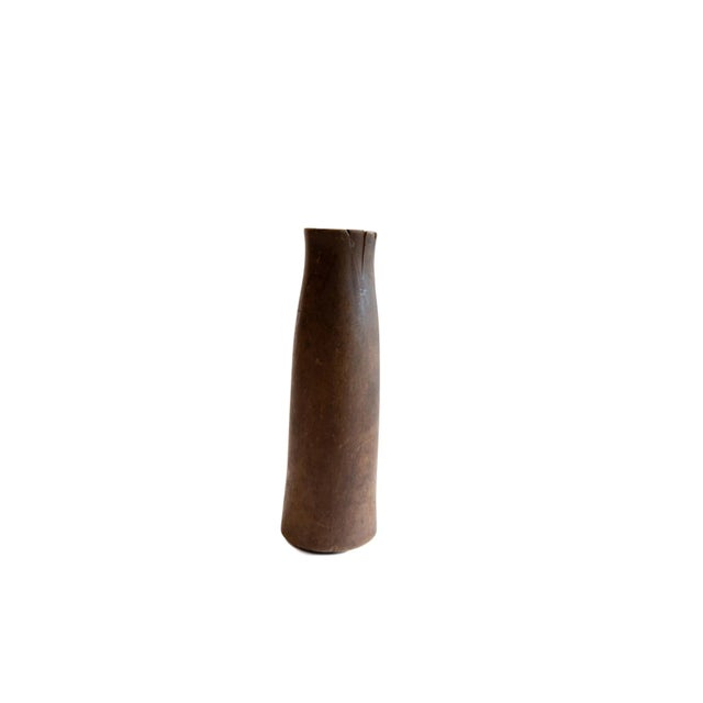 Vintage African Tall Wooden Vase For Sale - Image 9 of 9