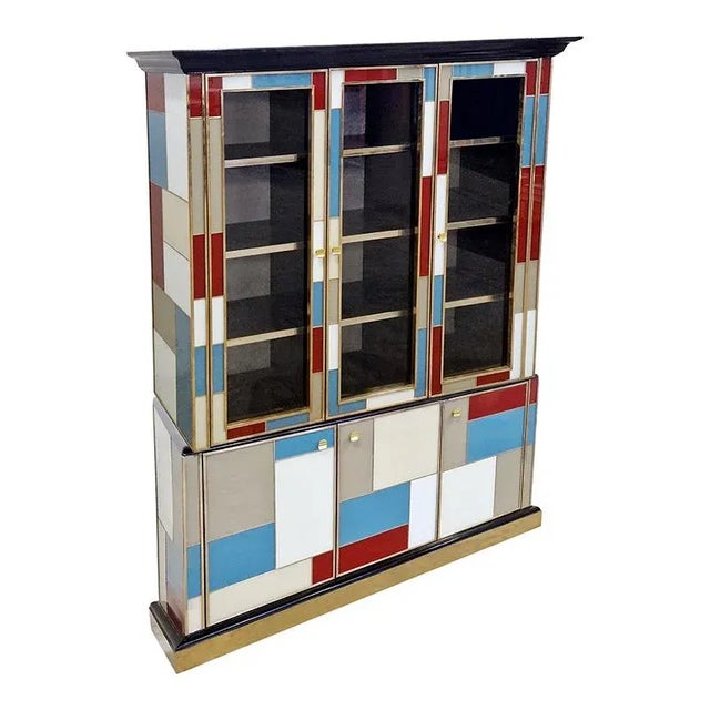 Enlightenment Colored Glass Bookcase, 1980s For Sale - Image 3 of 10