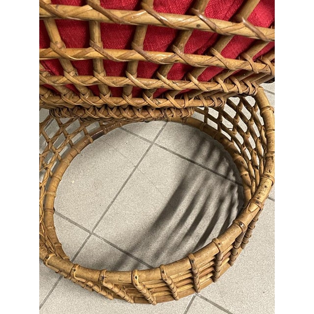 Wood Egg Lounge Chair in Rattan, Italy, 1960s For Sale - Image 7 of 15