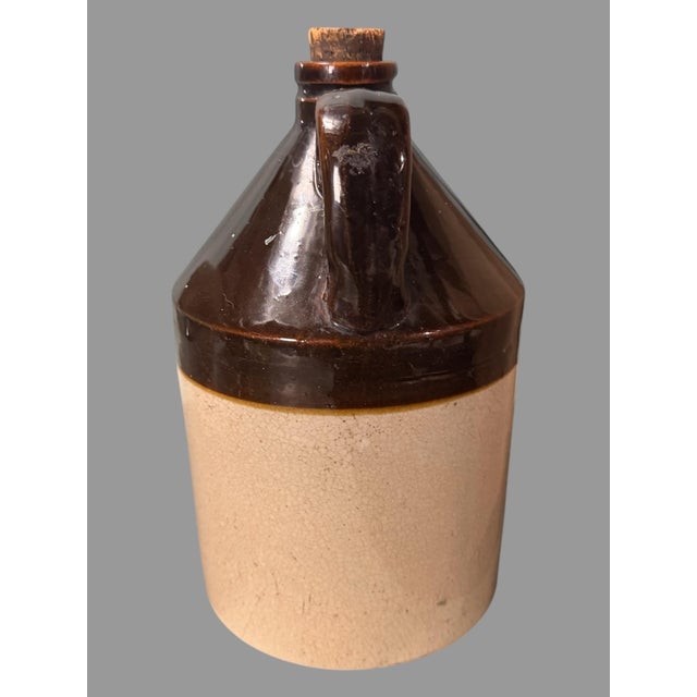 American Early 20th Century Primitive Antique Country Stoneware Crock Jug Pitcher McElligott Elmira Ny For Sale - Image 3 of 7