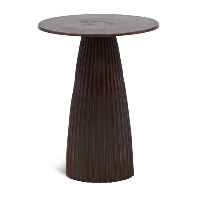 Metal Modern Industrial Fluted Bronzed Finish Side Table For Sale - Image 7 of 9