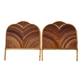 1960s Pair of Rattan Pencil Reed Headboards in the Style of Gabriella Crespi For Sale