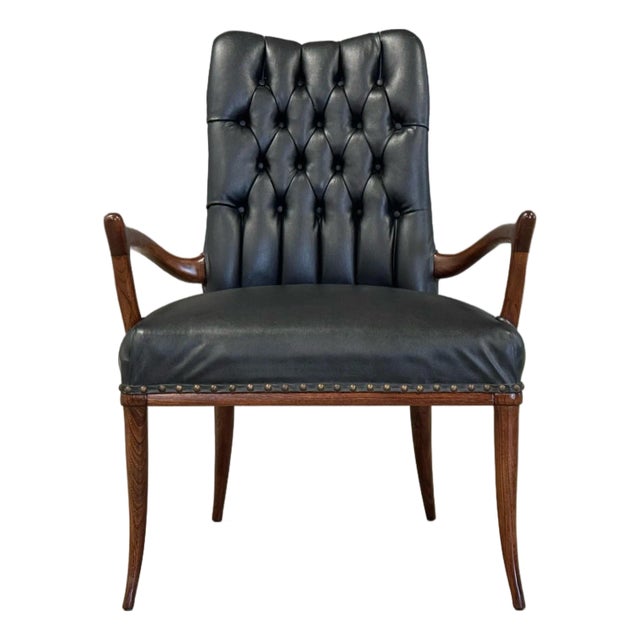 1960s Black Vinyl Office Desk Chair For Sale