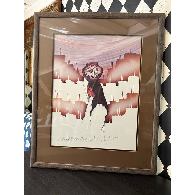 Wood Signed Amado Maurilio Peña Southwestern Figural Print, Framed 29" For Sale - Image 7 of 8