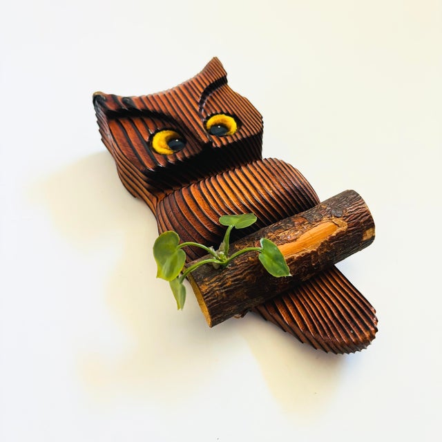 MCM Wood Owl Wall Hanging For Sale - Image 4 of 8