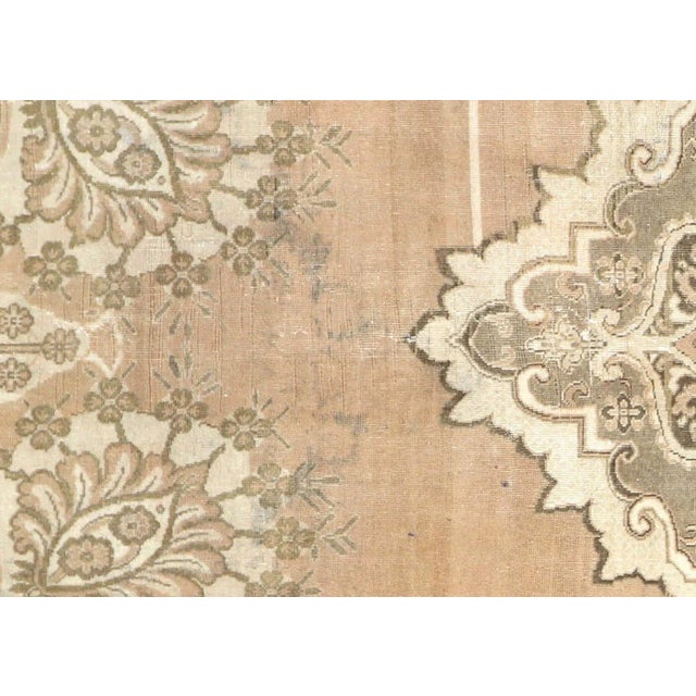 1960s Turkish Oushak Rug. Handwoven with wool on wool foundation in the Oushak region of Western Turkey. The Anatolian...
