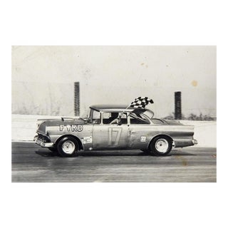 Mid 20th Century Car Race Checkered Flag Snapshot Photograph For Sale