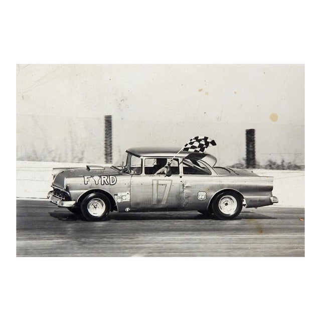 Mid 20th Century Car Race Checkered Flag Snapshot Photograph For Sale