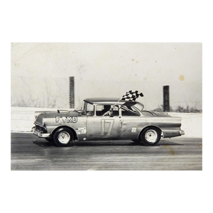 Mid 20th Century Car Race Checkered Flag Snapshot Photograph