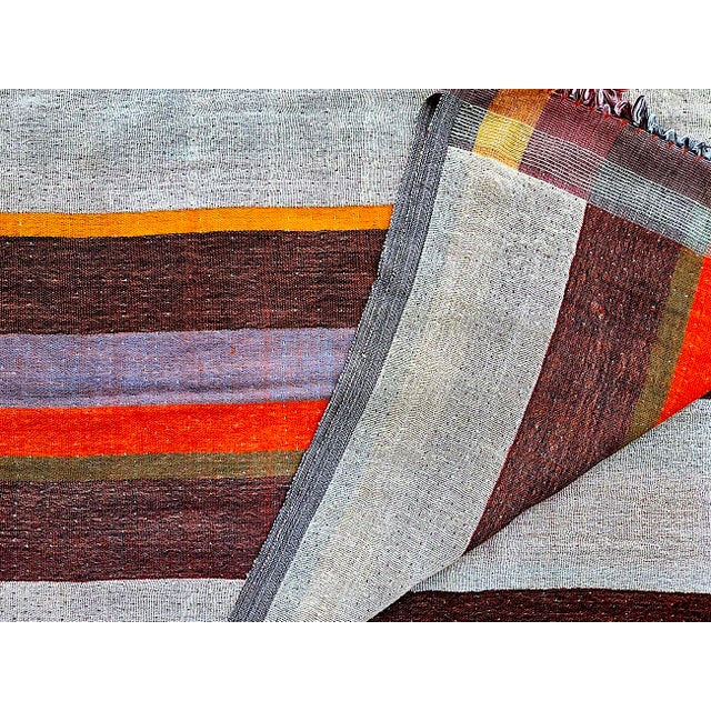 Beige Hand Woven Color Block Silk/Wool Throw by Neeru Kumar for Pavo For Sale - Image 8 of 11