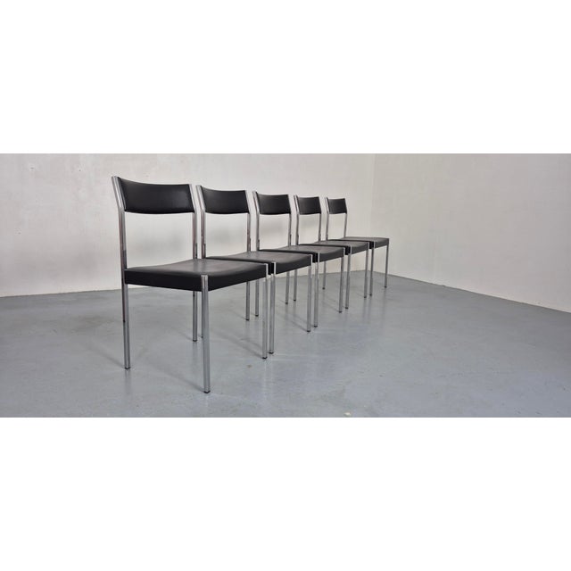 1960s Minimalist Side Chairs by Ernst Lauclair for Girsberger, Switzerland, 1960s, Set of 5 For Sale - Image 5 of 18