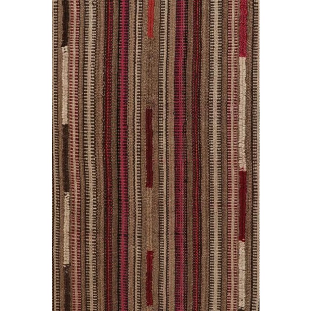 Tribal 1950s Vintage Persian Kilim in Pink and Beige-Brown Stripes by Rug & Kilim - 8'9''x10'3'' For Sale - Image 3 of 7