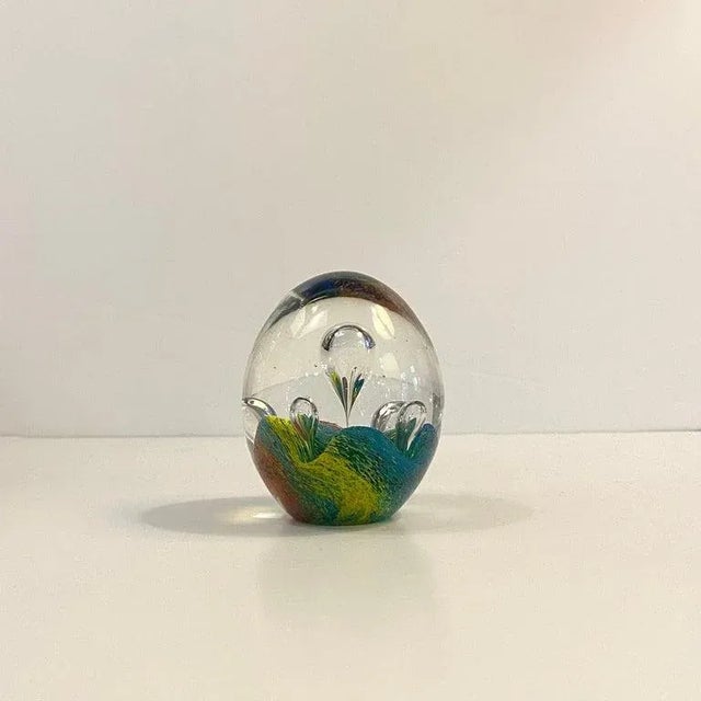 1980s 1980s Italian Murano Style Rainbow Bubble Art Glass Paperweight For Sale - Image 5 of 10