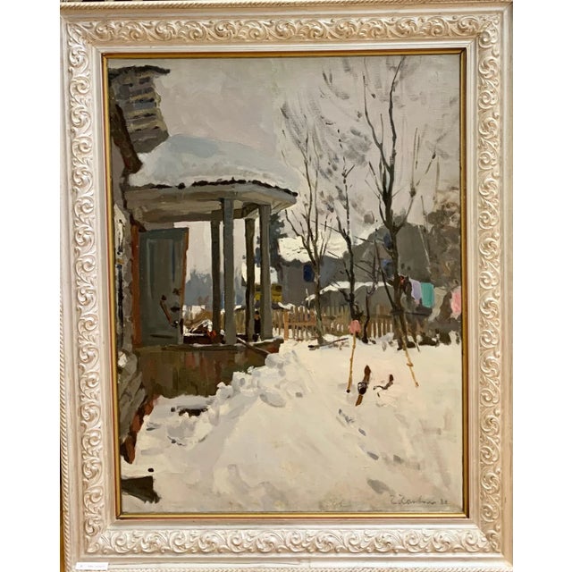 Gleb Savinov, Dacha in Winter, 1980, Oil on canvas For Sale - Image 7 of 7