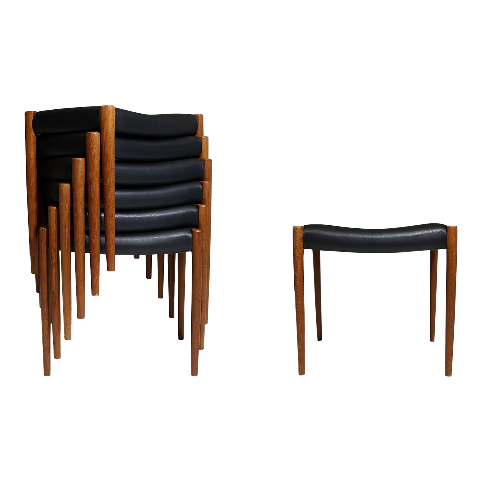 Mid 20th Century Six Niels Moller for Jl Moller 80a Teak Stacking Stool ...