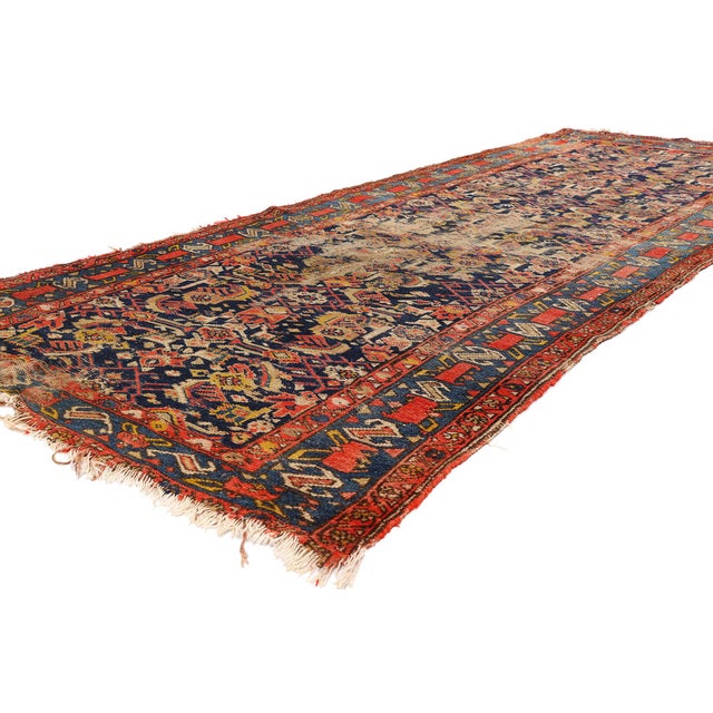 79720 Antique Persian Malayer Rug, 03'11 x 09'10. The Midnight Reverie: A Late 19th Century Persian Malayer Masterpiece of...