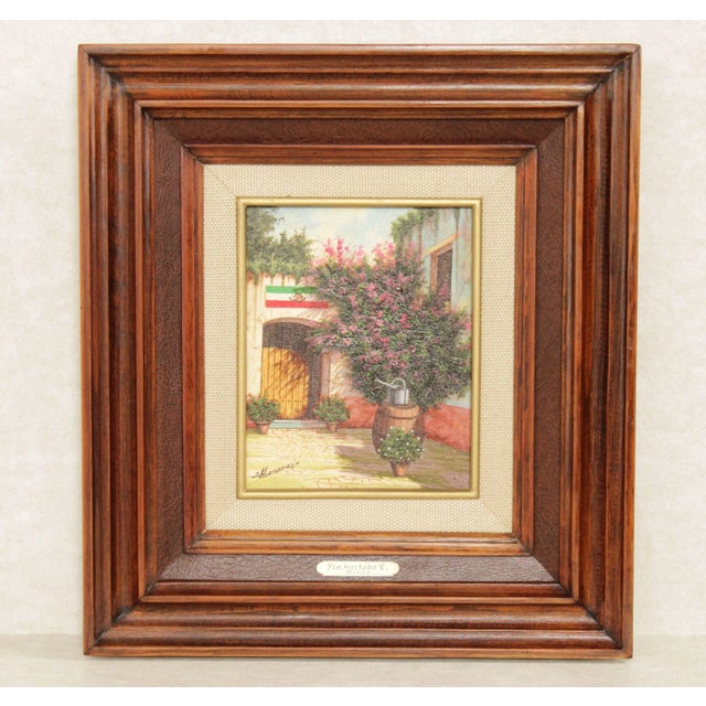 Vintage Original Painting by Francisco Hurtado Esquivel (Mexican, 20th C.), Hacienda Courtyard Entry, Oil On Canvas,...
