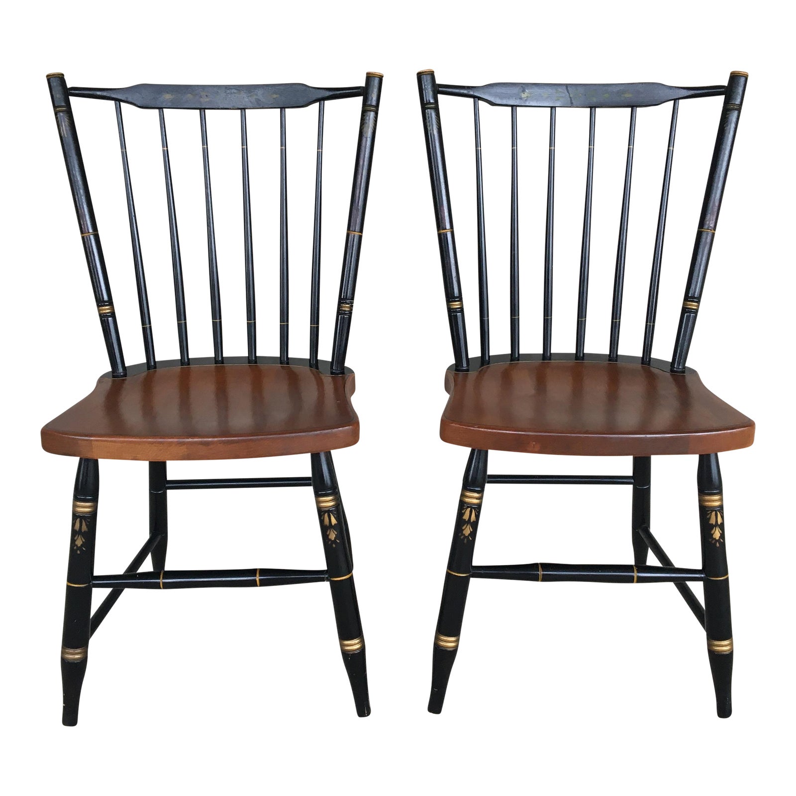 L. Hitchcock Maple Windsor Stick Back 440 Side Chairs a Pair Chairish