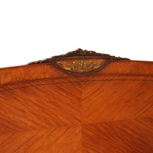 1930s Antique Neoclassical Satinwood Double Bed With Hand Painted Swags C1930 For Sale - Image 5 of 15