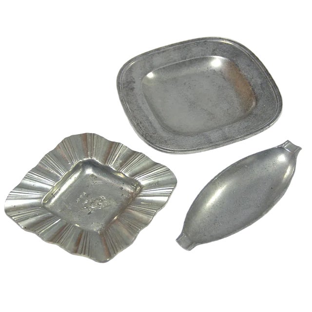 Small Art Deco Pewter Dishes by Just Andersen, 1930s, Set of 3 For Sale