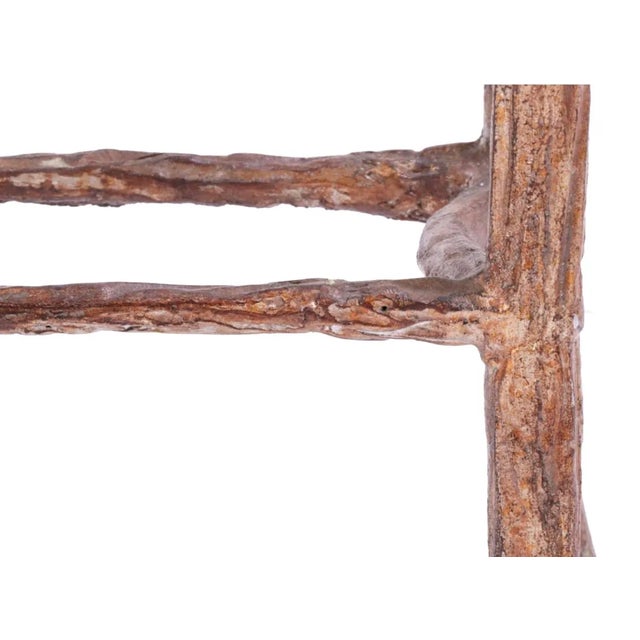 1980s Cast and Hand Painted Aluminum Faux Bois Side Table For Sale - Image 5 of 8