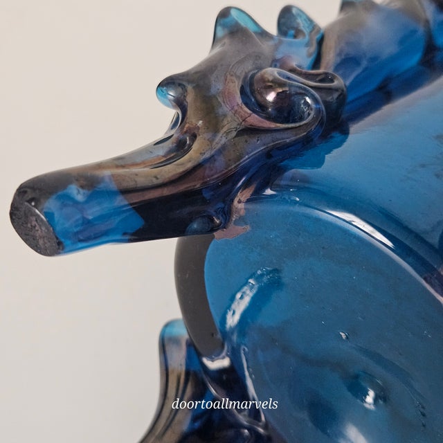 Auguste Jean Antique Blue Footed Vase Art Nouveau Enamel Paint Berries Tall 12" For Sale - Image 10 of 17
