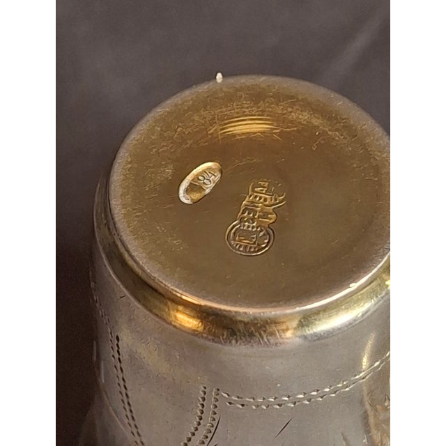 Antique Russian 84 Silver Kiddush Cups Pair Heirs of Zakhoder Kiev 1908-1917 For Sale - Image 12 of 16