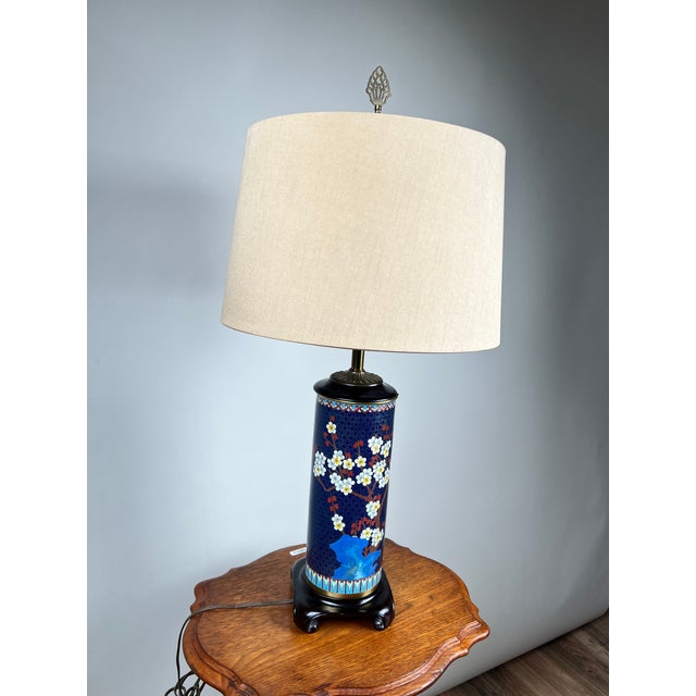 Vintage Japanese Cloisonné Cylinder Table Lamp by Knob Creek For Sale - Image 4 of 9