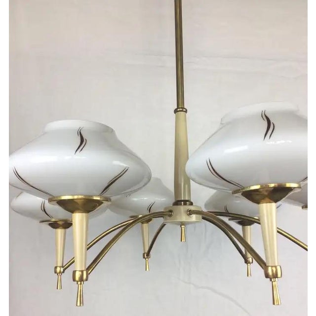 Mid 20th Century Maison Arlus Style Mid-Century Glass Globe 6-Arm Chandelier, Circa 1950 For Sale - Image 5 of 7