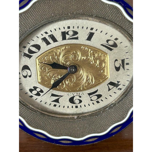 1920s Vintage Art Deco Enamel Table Clock from Cyma, 1920s For Sale - Image 5 of 14