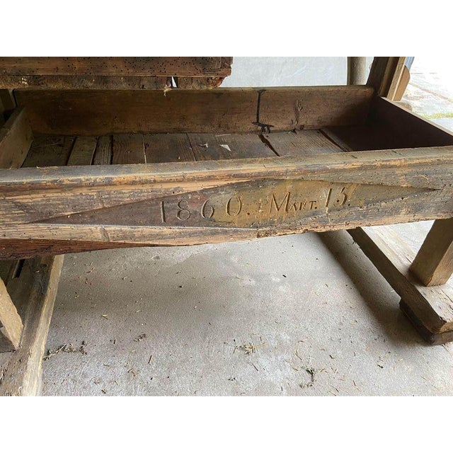 Antique Carpenters Workbench with Drawer and Shelf, 1860s For Sale - Image 4 of 5