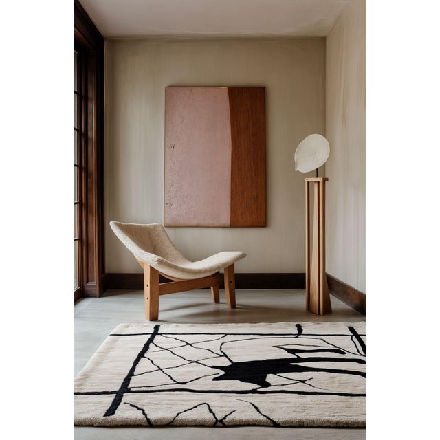 Modern Black and White Rectangular Coyote Rug by Tapis Studio for Hommés Studio For Sale - Image 4 of 5